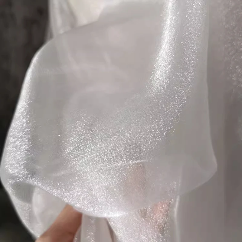 Shiny Sheer Organza Voile Fabric See Through Krystal Gauze Material for Sewing and Crafts Sold by Meter