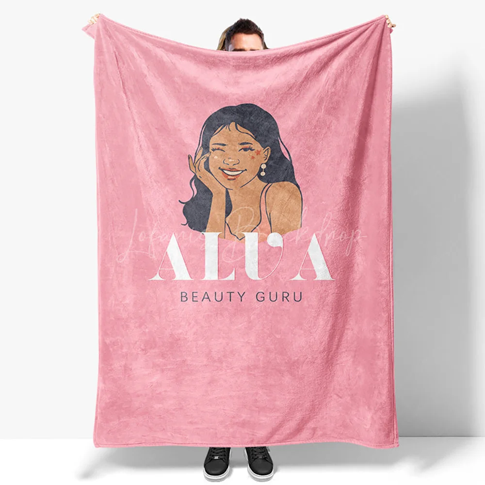 Pink Beauty Guru Girl Custom Name 50x60in Pattern Blanket, Personalized Gift for Teens Bedroom Decor