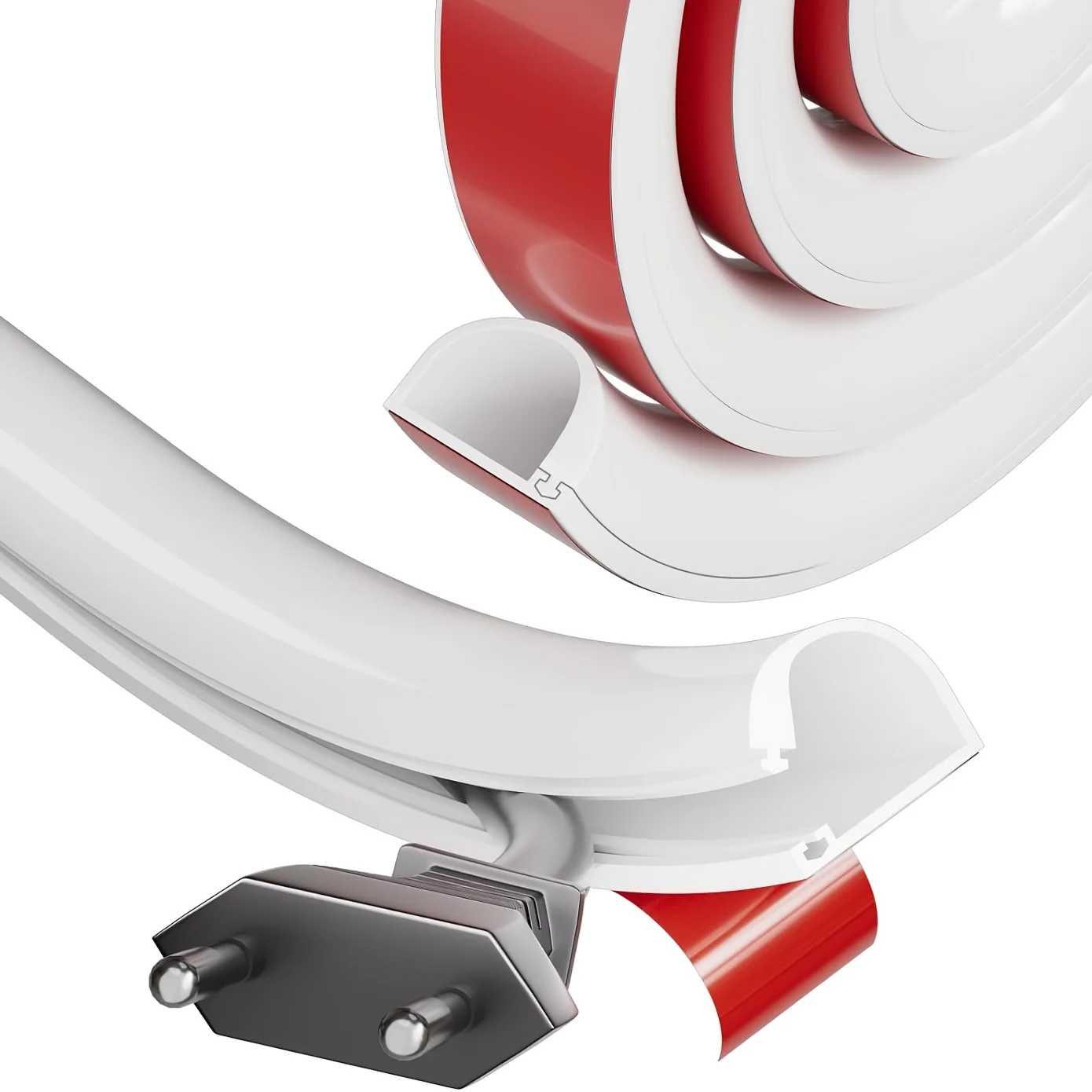 1 Roll Hidden Self-Adhesive Cable Channel,Conduit Cable Protector, Suitable for Desktop, Wall and Ground Installation
