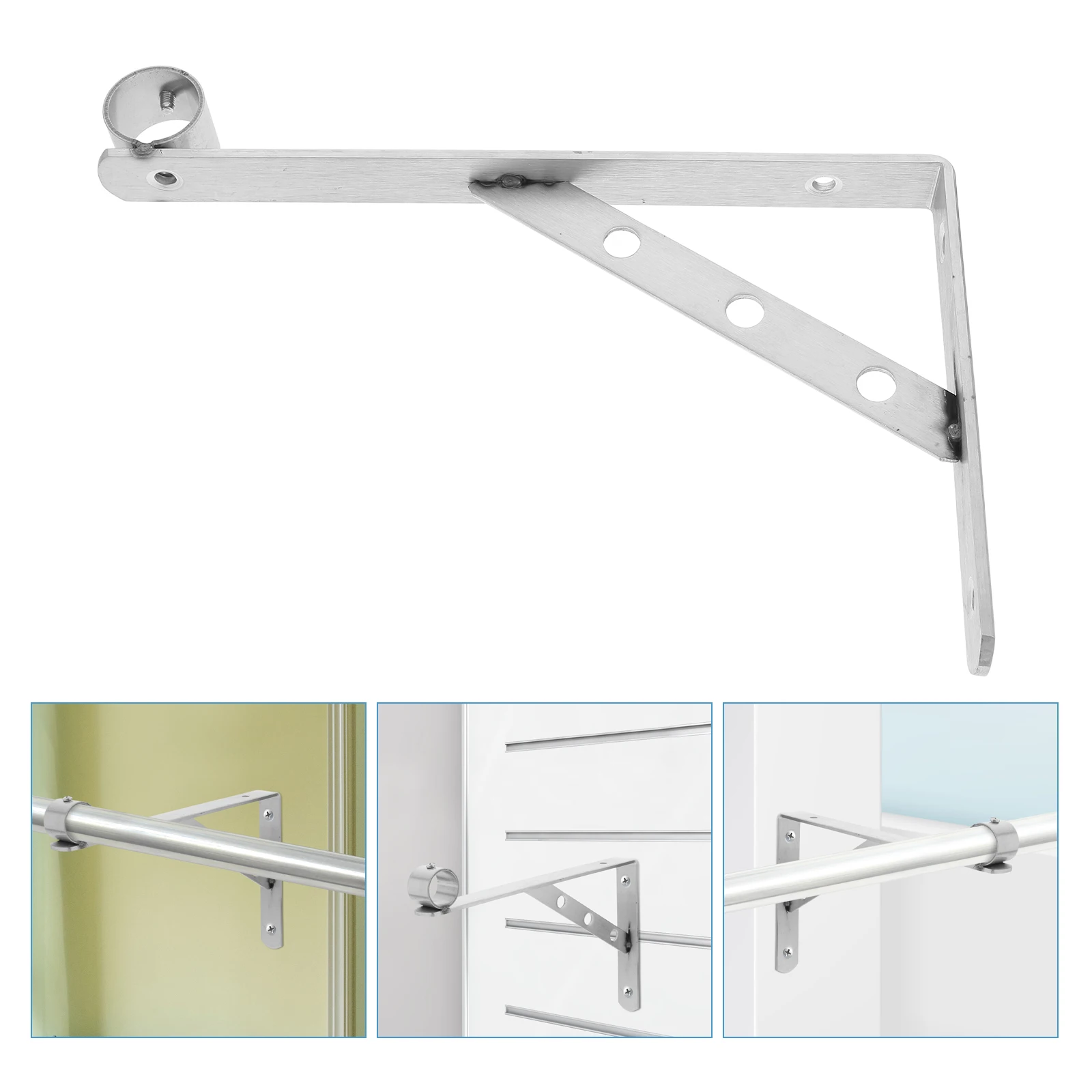 

Clothes Drying Rack Stand Shelf Brackets Triangular Support Wall Mounted Spacesaving Stainless Steel Durability Closet Rod