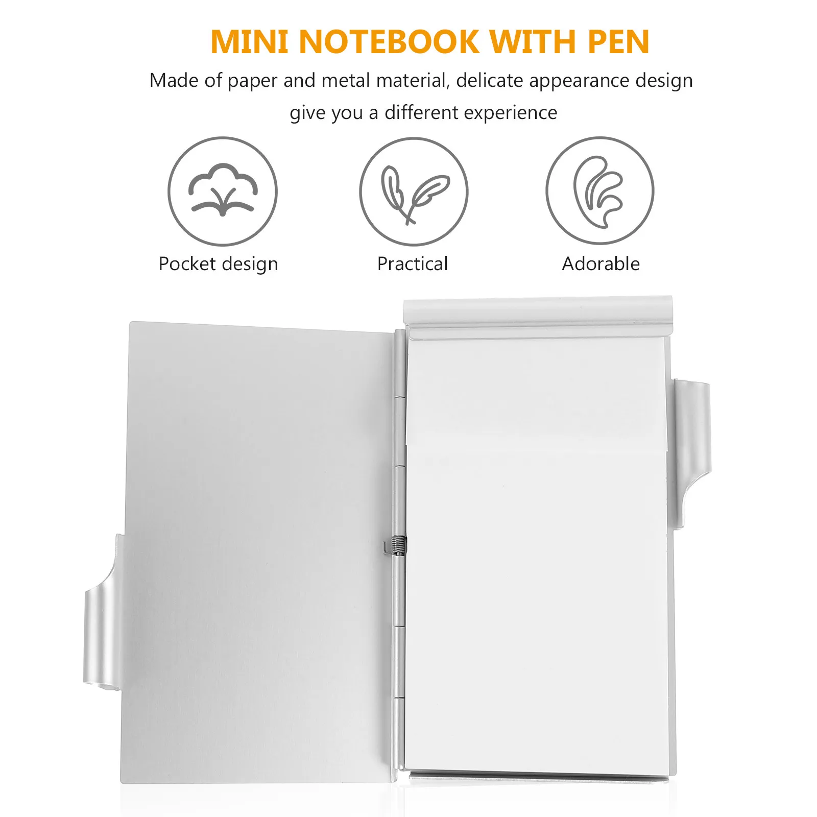 Portable Metal Notebook Aluminum Alloy Shell Pocket Notepad Small Compact Memo Pad for Office School Use Blank Pages