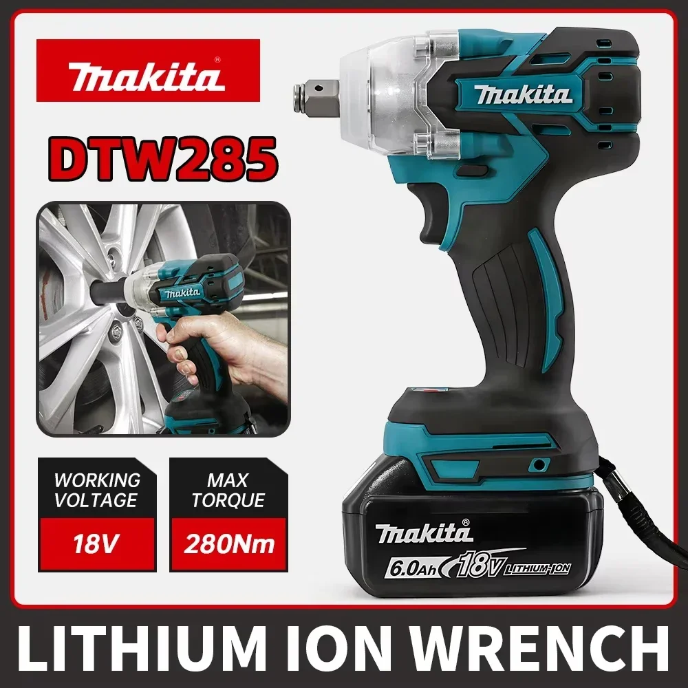 Makita DTW285 Brushless Rechargeable Impact Electric Wrench, 18V High Torque, Lithium Battery Wrench, Auto Repair Tool