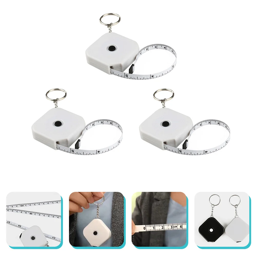 

3Pcs Square Retractable Tape Measure Mini Portable Measuring Tool for Body Clothes Fitness Use Flexible Measuring Tape