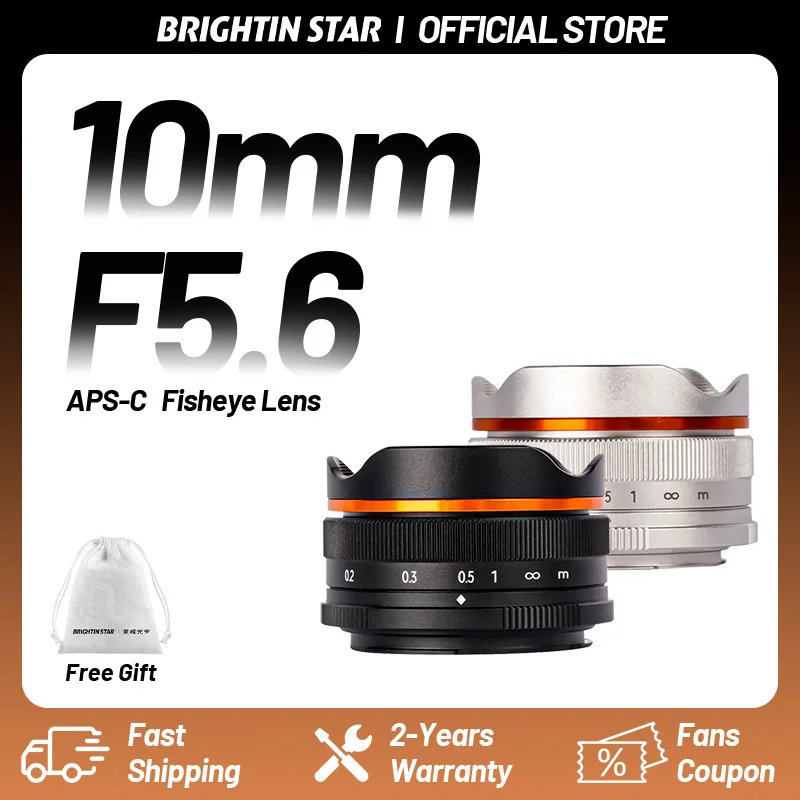 

Объектив Brightin Star 10mm F5.6 Fisheye Wide Angle для беззеркальных камер APS-C, совместимый с Sony ZV-E10, Canon EF-M, Nikon Z, Fujifilm XF