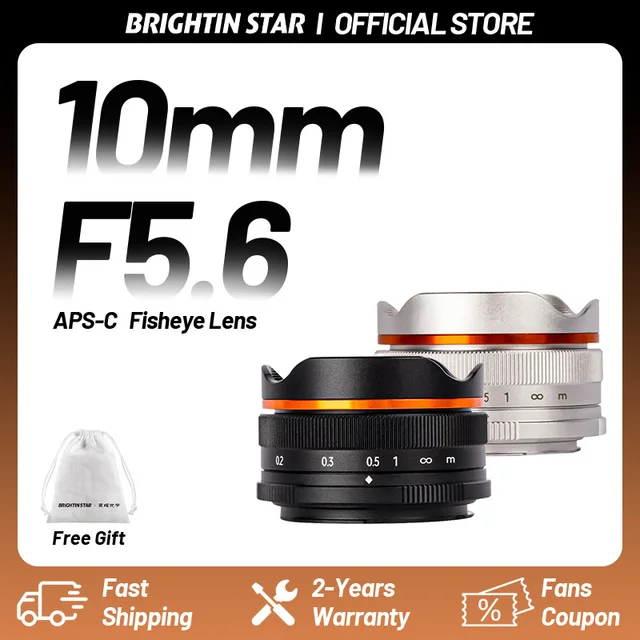 Obiektyw Brightin Star 10mm F5.6 Fisheye Wide Angle APS-C do aparatów bezlusterkowych Sony ZV-E10, Canon EF-M, Nikon Z, Fujifilm XF