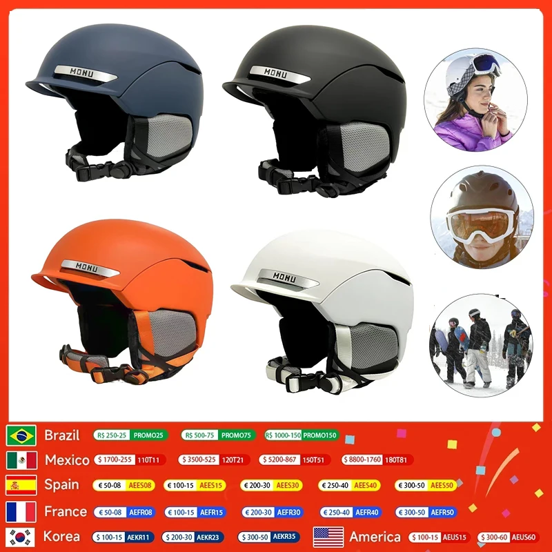 

Ski helmet integrated with warm PC+EPS outdoor sports snowboard, light color, high-quality helmet for men and women