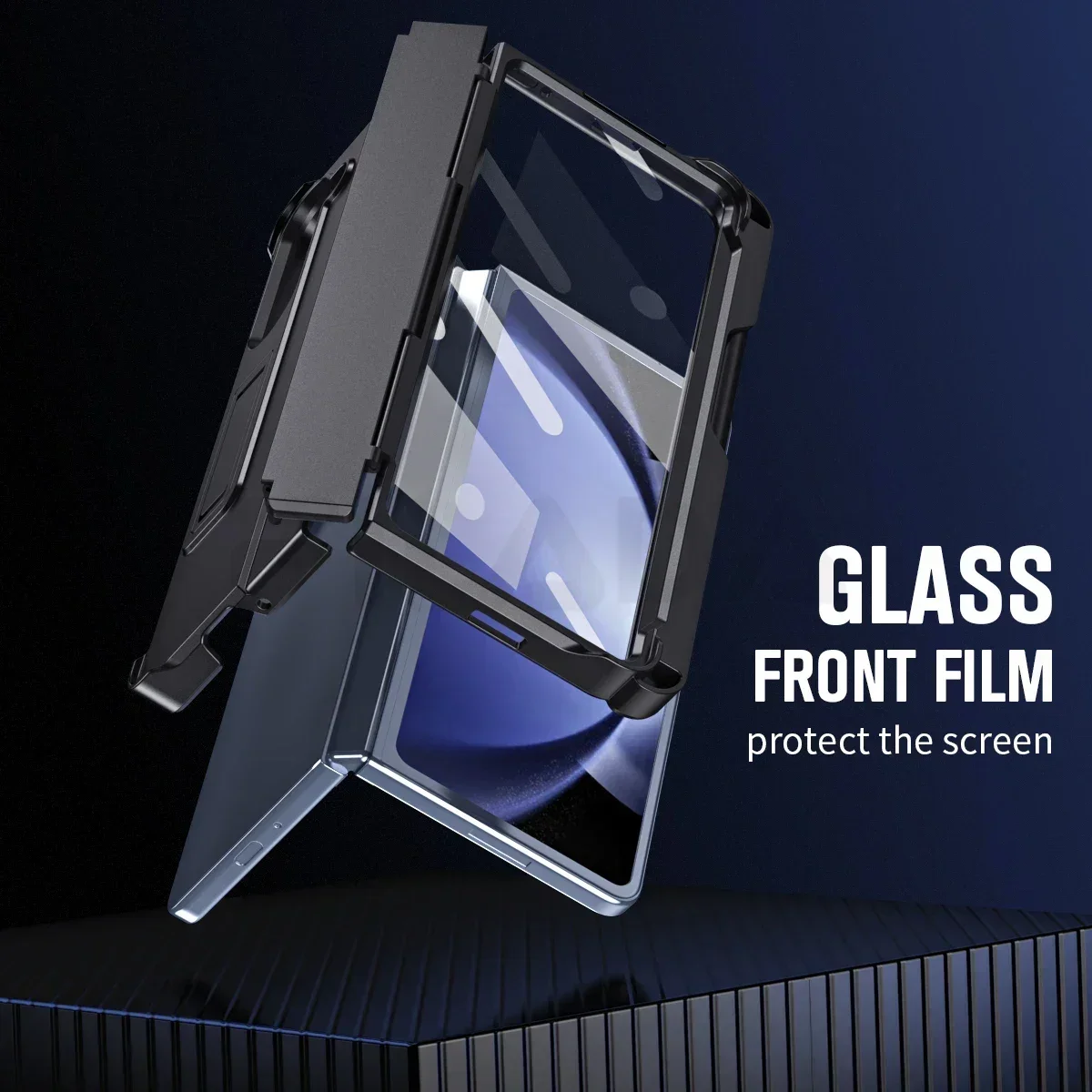 For Samsung Galaxy Z Fold 6 5 4 3 5G Case Luxury Pen Slot  Bracket Hingle Folding Tempered Film Protection Shockproof Hard Cover