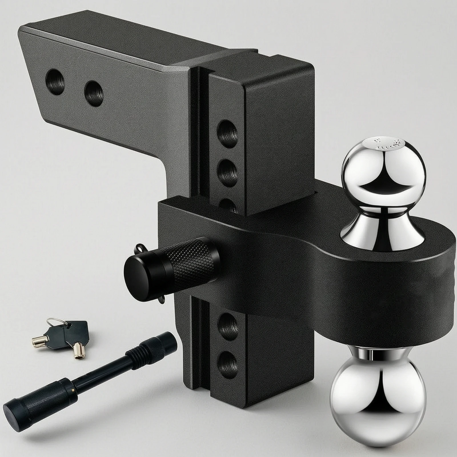 Adjustable Hitch Chrome Plated Ball Mount with Dual Ball Adapter Long-Lasting for Towing, Hauling