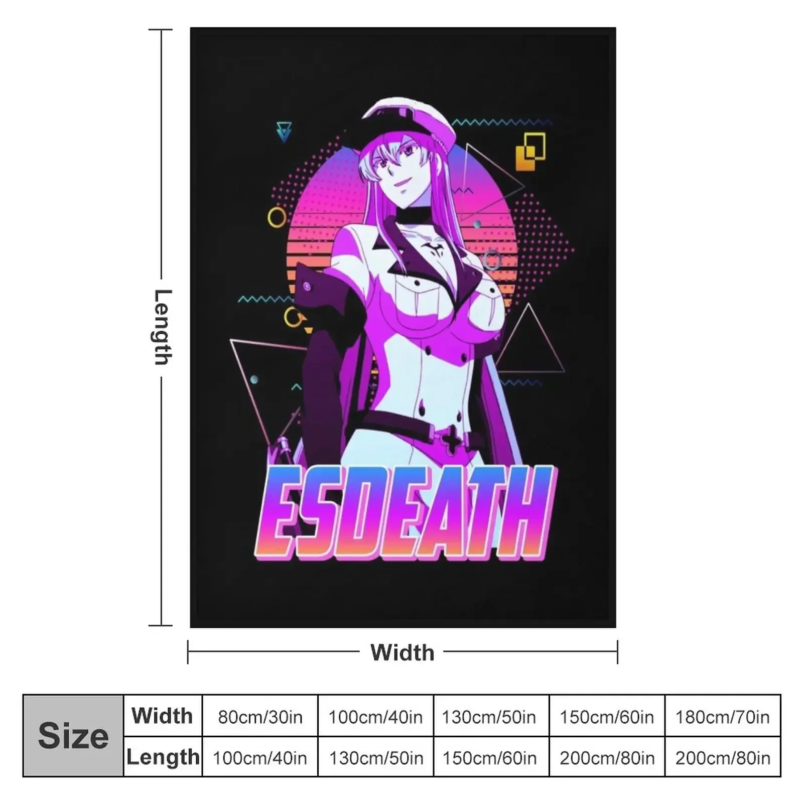 ESDEATH - Retro Art Throw Blanket manga Multi-Purpose Blankets