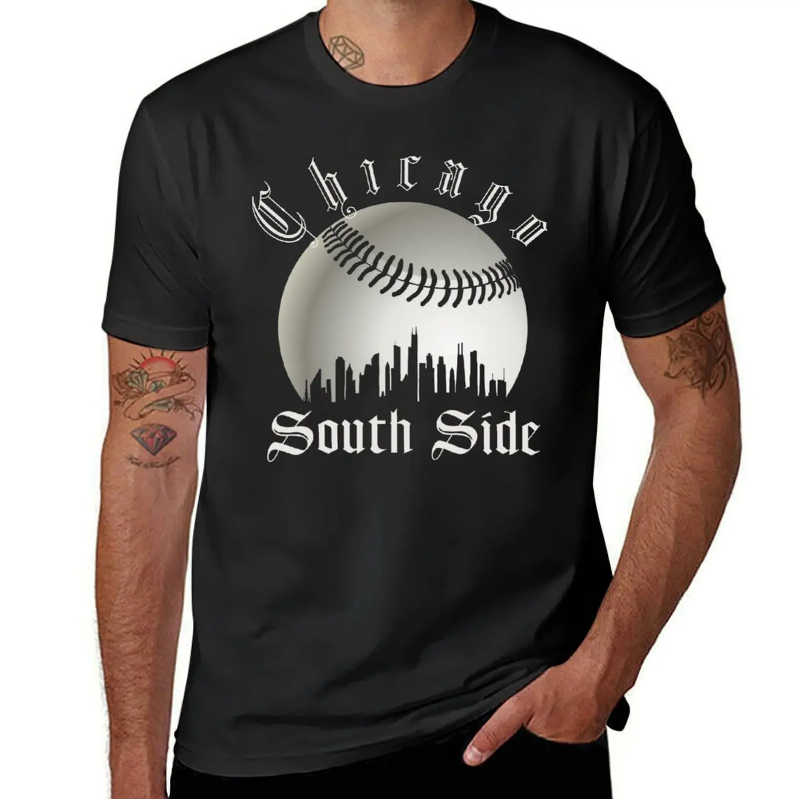 Vintage Chicago City Skyline White Baseball South Side S.O.X I Still Call It Comiskey T-Shirt sublime men clothes