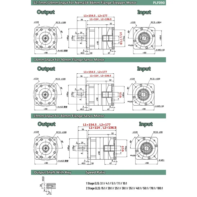 TEHIGHAUTO Riduttore epicicloidale Nema34 Motore passo-passo750W 1KWServo Riduttore motore Riduttore step-down Riduttore riduttore Basso peso