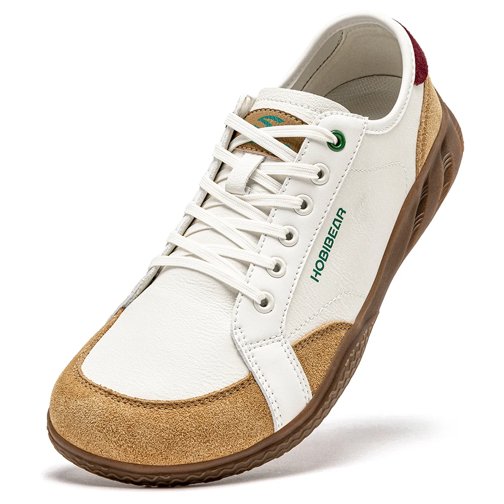 HOBIBEAR Women Men Barefoot Shoes Wide Toe Box Lightweight Sneakers Casual Color-Blocking Artificial Leather Walking Shoes