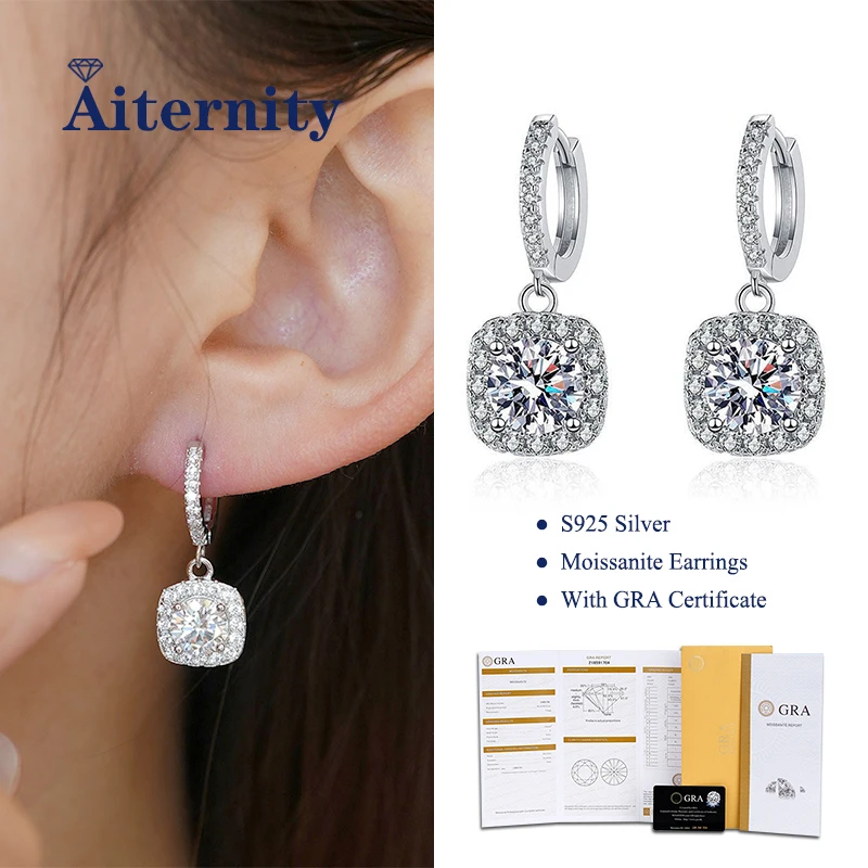 Bijoux fins 100% argent 925 D VVS1, stylo testeur de diamant, boucles d'oreilles Moissanite pour femmes, 2 certificats GRA Moissanite