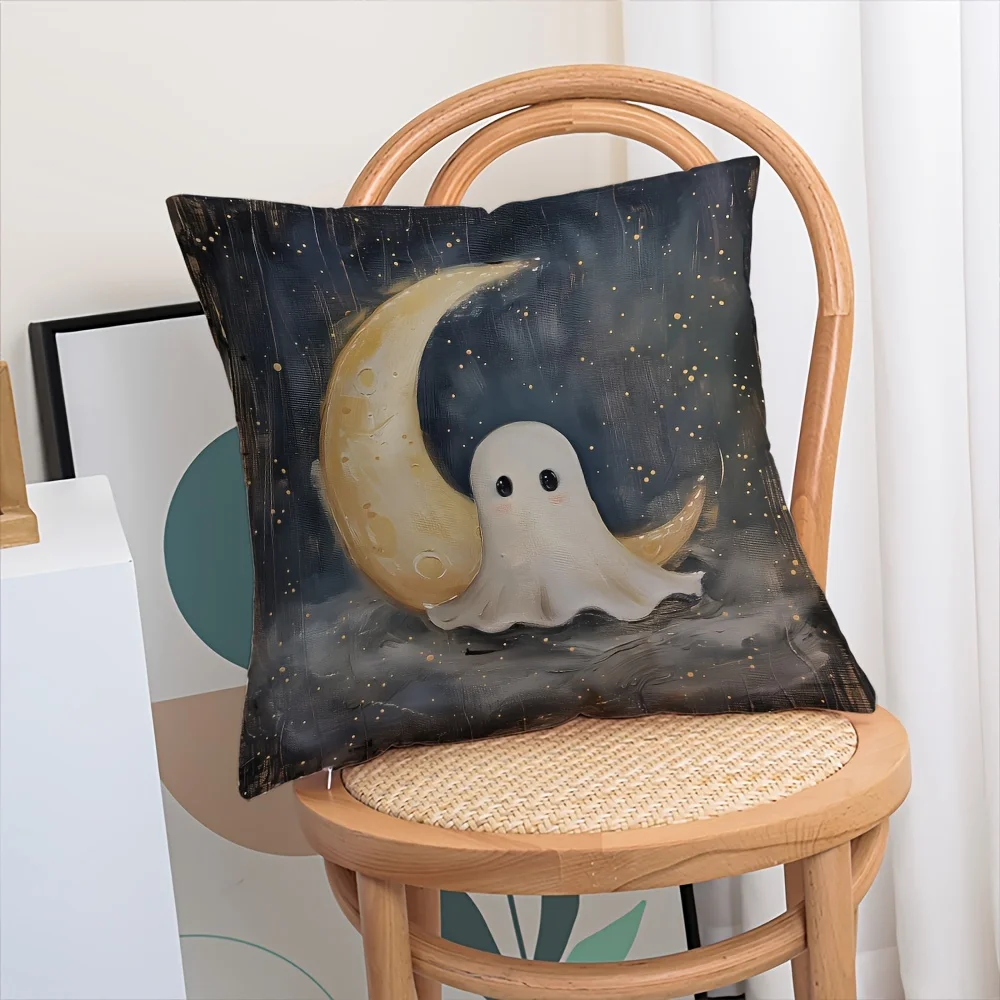 Spooky Moon Halloween Double Sided Throw Pillow Cover Zipper Closure Cushion Case Home Decor