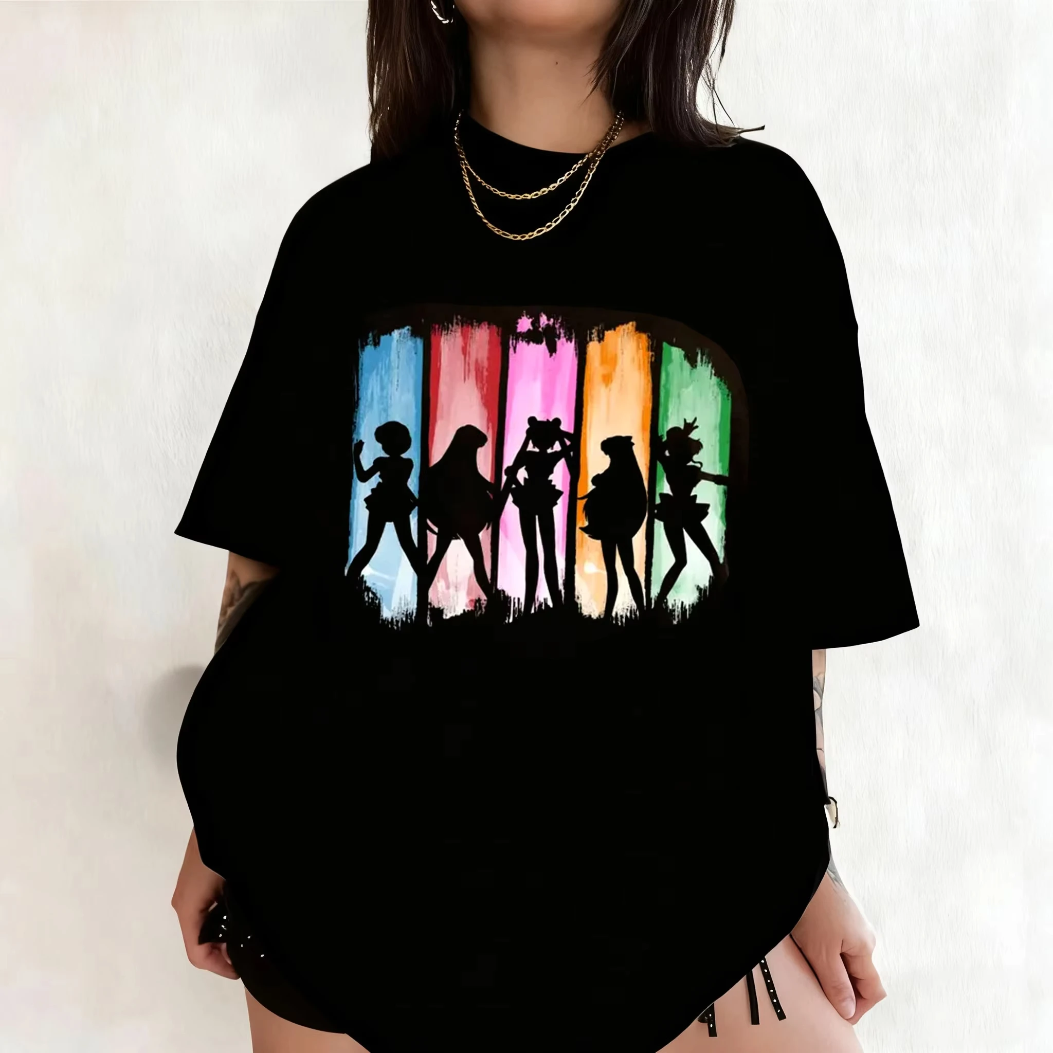 2026 Sailor Moon Retro 90s T Shirt Summer Cotton Men Women Tee Streetwear Casual Trend Short Sleeve Couple Hip Hop Top