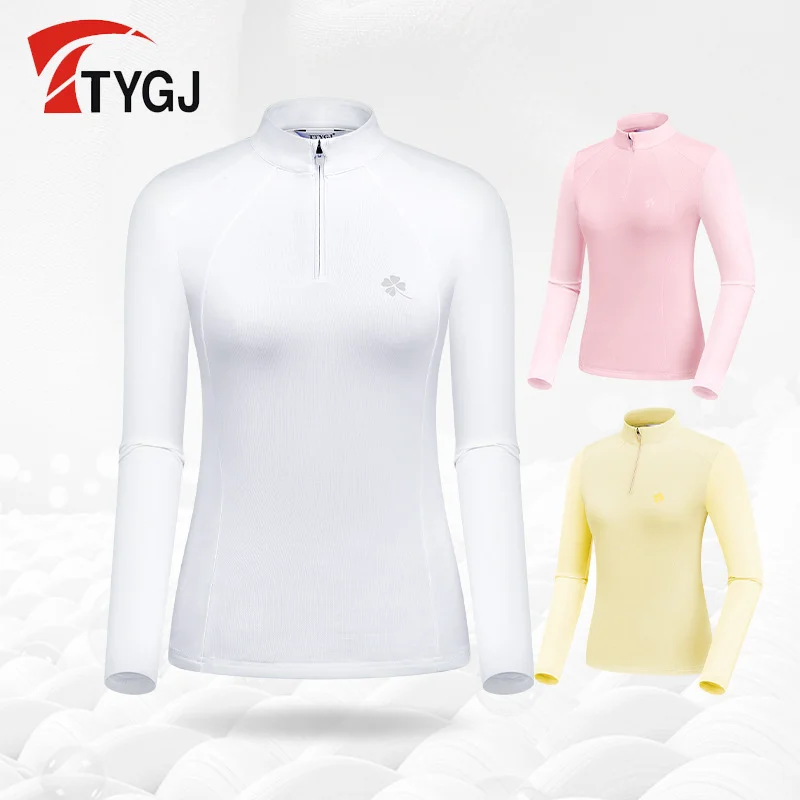 

TTYGJ Golf Clothing Women's Top Slim Fit Fashion Sports Sunscreen Clothes High Neck High Elastic Slim Fit Sports Bottom