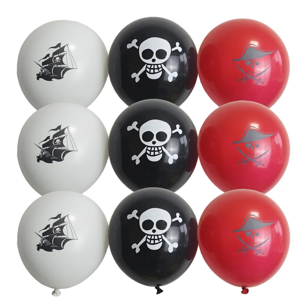 5/10/20pcs Pirati Palloncini Del Partito 12 '' Bianco Nero Rosso Teschio Pirata Palloncino In Lattice per Pirata Tema Nautico Festa di Compleanno Decor