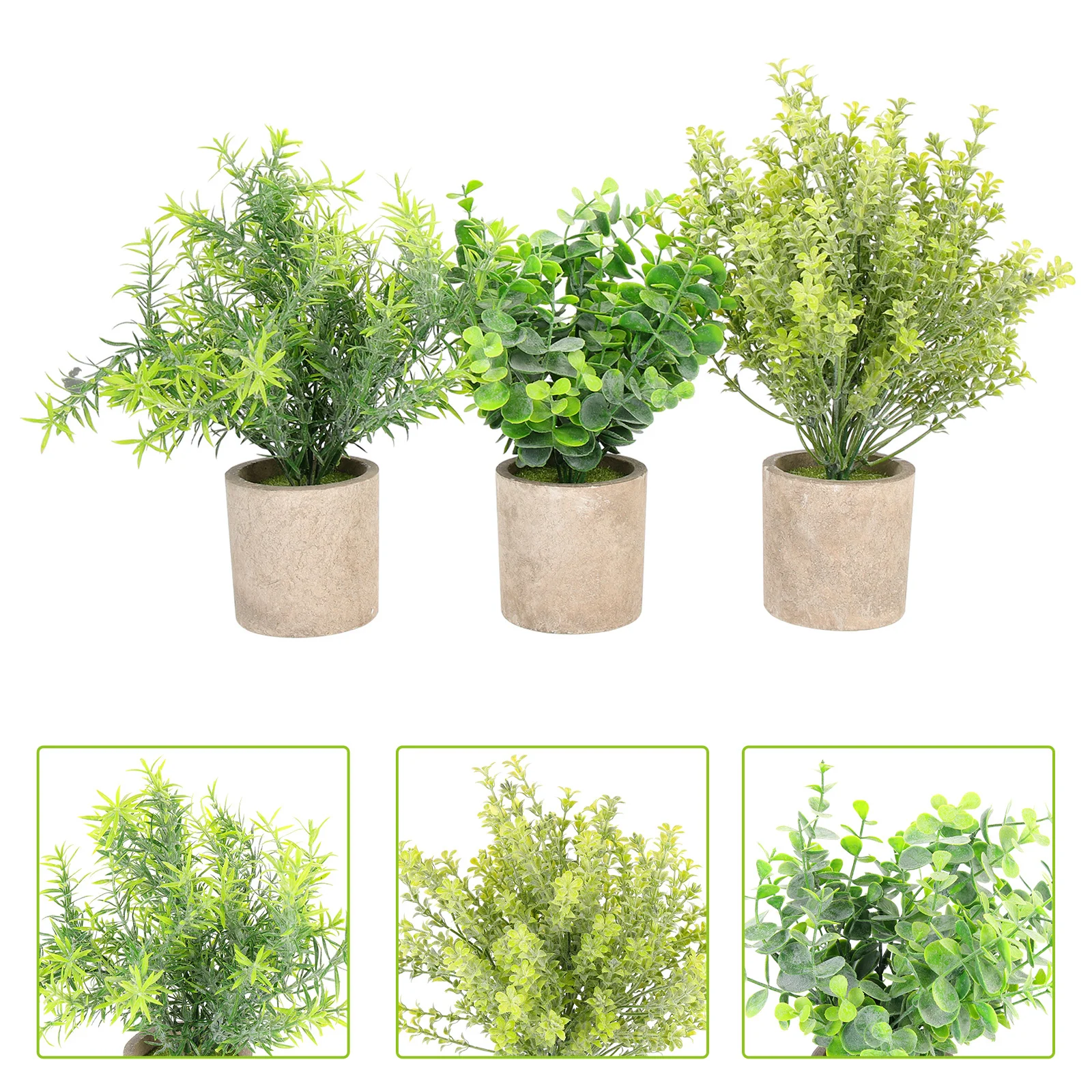 

3Pcs Realistic Eucalyptus Bonsai Fake Plants Simulation Potted Decor Home Desktop Office Lifelike Plant Ornament