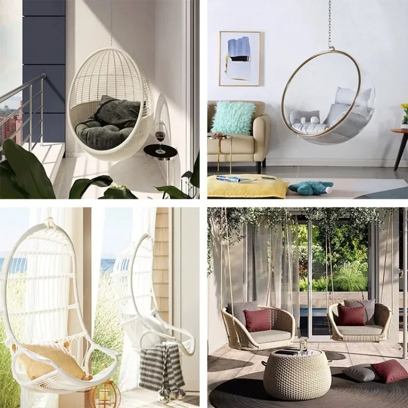 Outdoor-Seil-Rattan-Hängekorb, Schaukel, Freizeit, Internet, Promi-Balkon