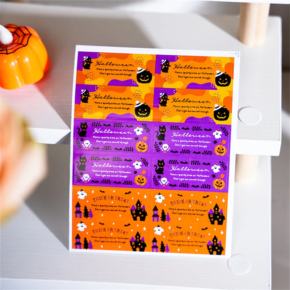 10 Sets/120PCs Halloween Cartoon Ghost Pumpkin Sticker Packaging Sealing Label Sticker Gift DIY Labels Horror Party Decoration