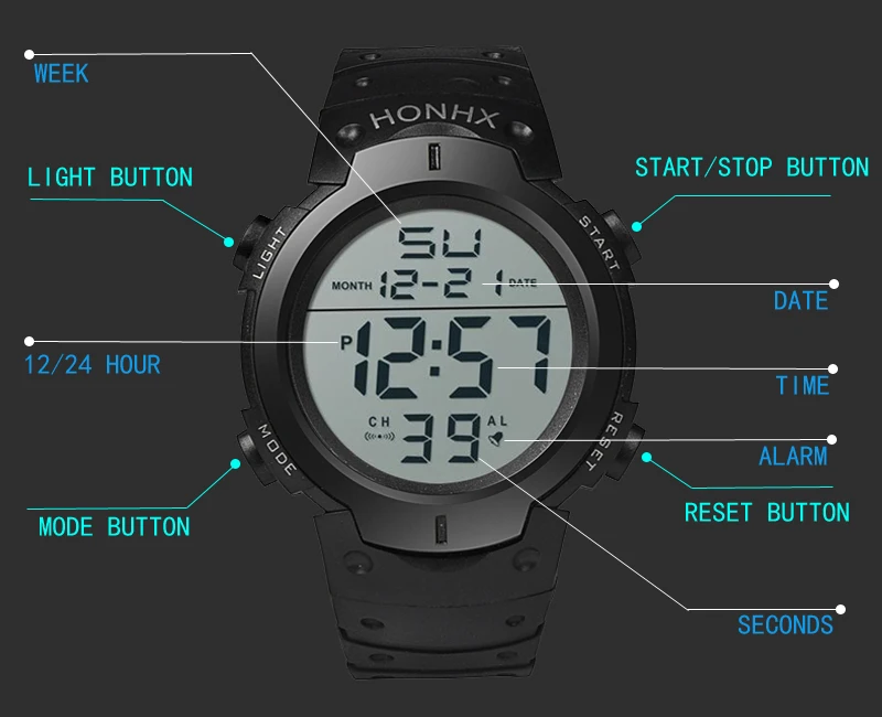 Neue Männer führten Digitaluhren leuchtende Mode Sport uhren für Mann Datum Uhr relogio masculino – Detail 4