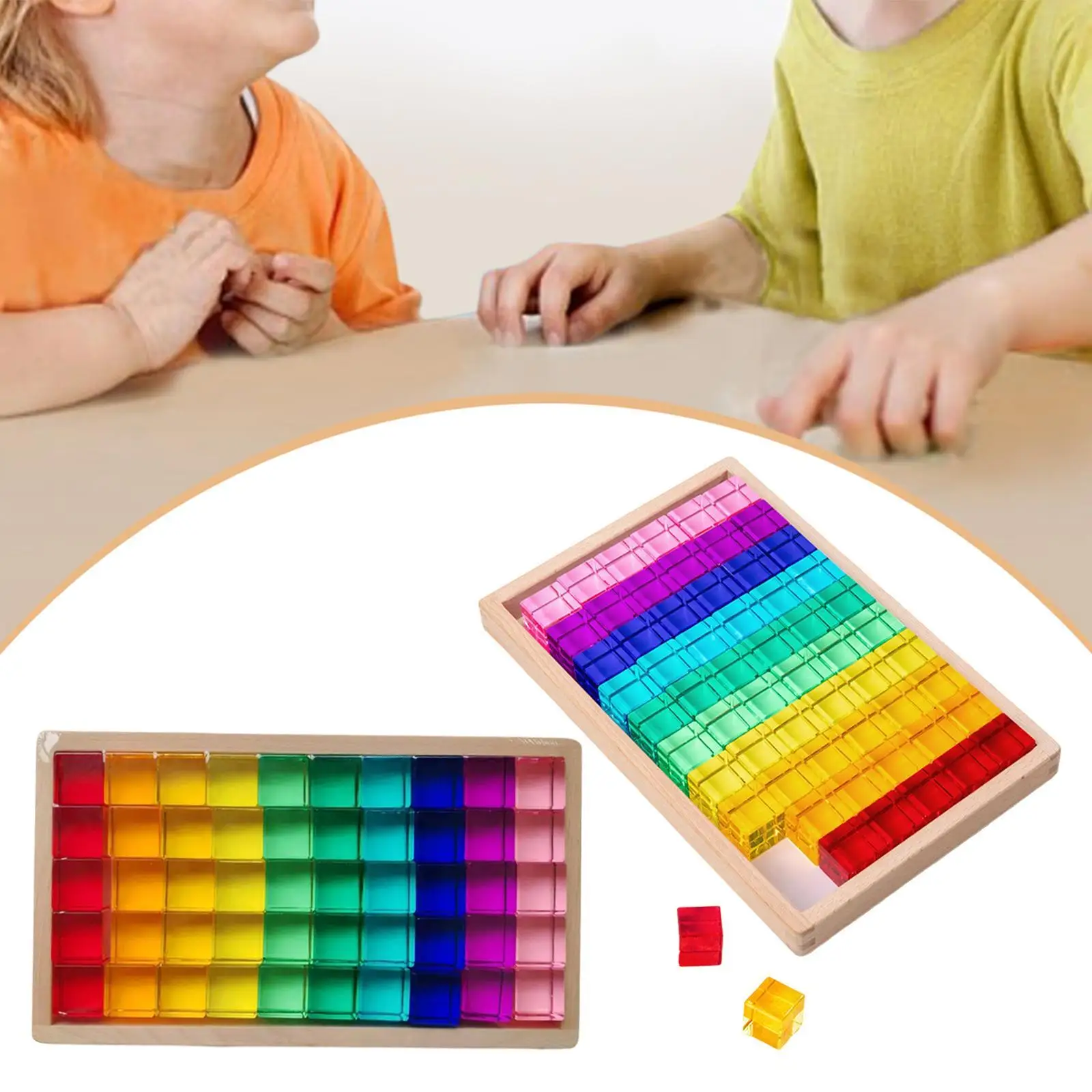 Building Blocks Children Acrylic Rainbow Set Color Perception Drawing Toys Sensory Organizer Fine Motor Skill Development
