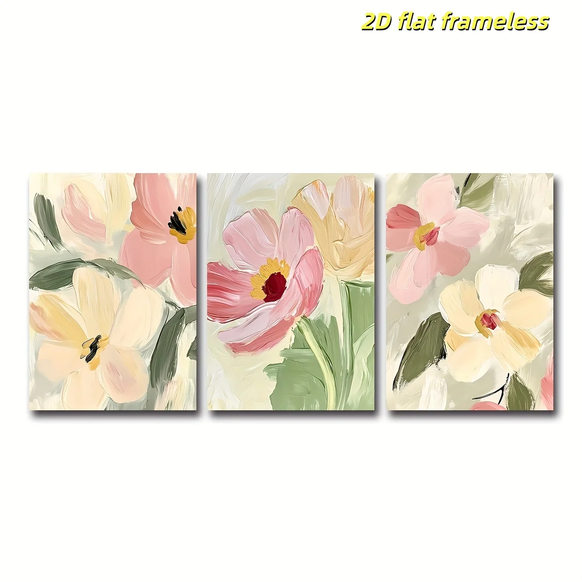 3 pieces of pink neutral tone abstract floral art canvas paintings, fashionable and elegant home wall decoration 2D flat printin