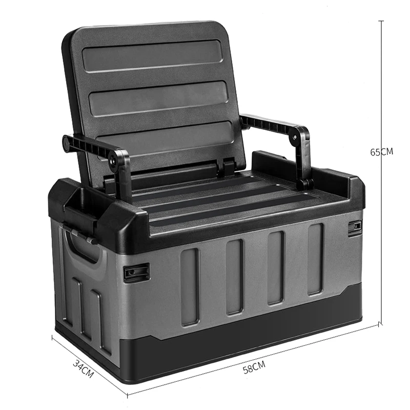 Seat Design Folding Storage Box Outdoor Camping Picnic Fishing Chair Large Capacity Waterproof Car Storage Box Bearing 200kg