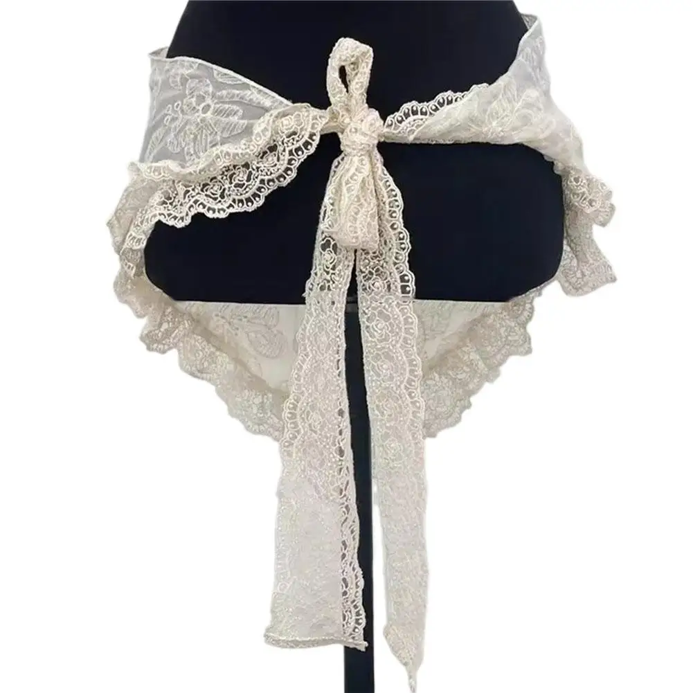 Ceinture Bandana triangulaire en dentelle, foulard de Style coréen, doux Style pastoral, foulard en dentelle exquis, pantalon assorti, ceinture de taille