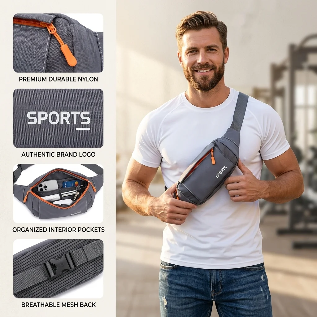 

Oxford Nylon Fanny Pack Waist Bag Waterproof Women Men Adjustable Strap Crossbody Chest Pouch Travel Hiking Running Bum Bags