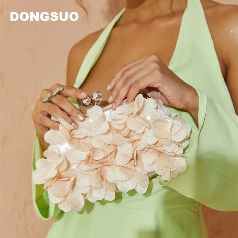 Satin Petal Evening clutch Bag Designer Dinner Party Wedding flower Purse wholesale