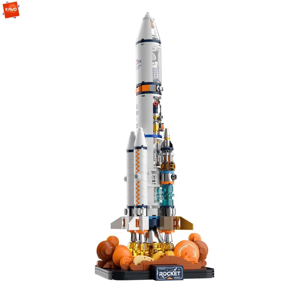 KAVOWORLD 502PCS DIY Ruimteverkenning Raket Bouwstenen Lichtgevend Model met Ruimtevaartuig Verjaardags- en Kerstcadeaus voor Tieners
