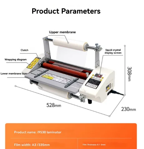 A3 Laminator Hot Pre-coating Speed Intelligent Cold Menu Paper Graphic File Electric Laminating Machine Small Numerical Control
