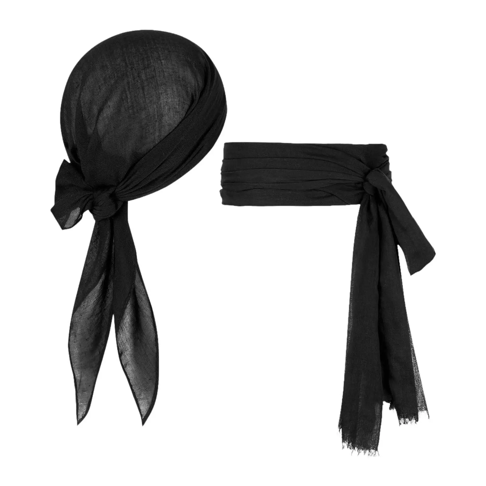 Pirate Costume Set Turban Sash Fancy Dress Decorative Decor Headwear for Party Stage Performance Birthday Men Role Playing