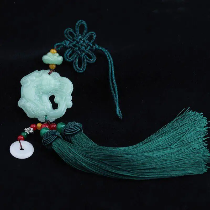 Pendentif de rétroviseur porte-bonheur chinois, accessoire de voiture adapté à la décoration de la Culture asiatique et à l'amulette de conduite, 1 pièce
