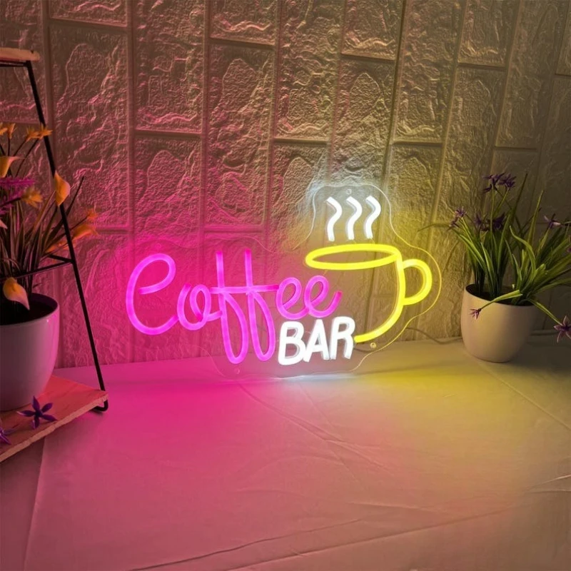 Coffee Bar Neon Sign,Led Neon Signs for Cafe Shop,Decor Lamp for Kitchen Restaurant Bistro Beer Pub,Art Wall Decor,Business Logo