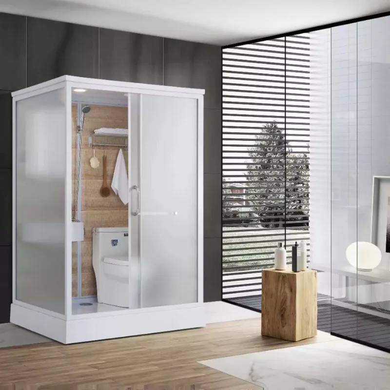 Modern Style Prefabricated Shower Stall Frameless Aluminium Enclosure Sliding Hinge Open Style Rectangle Acrylic For Bathroom