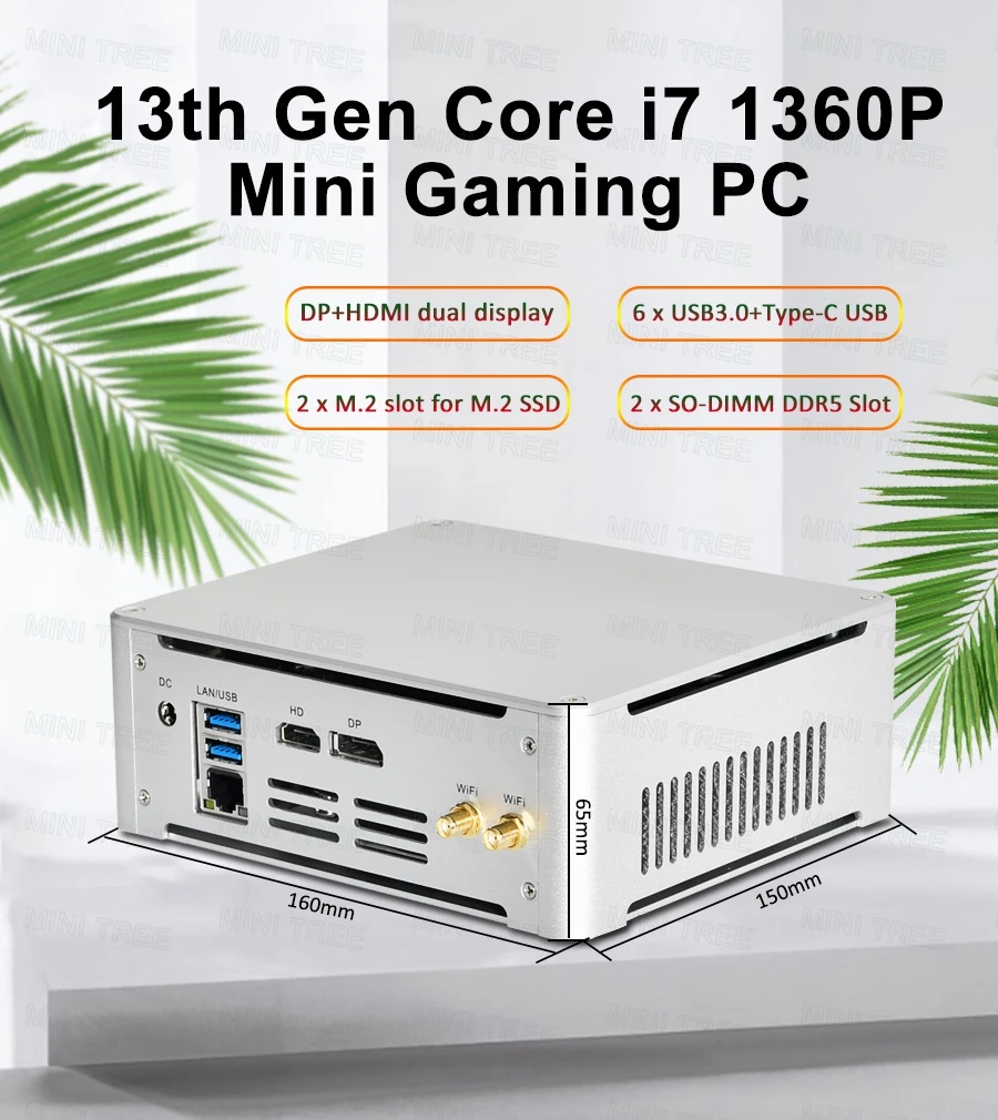 Intel Core i7 13620H Gamer Mini PC DDr5 NVMe 2.5G Ethernet Win 11 Office Mini Gaming Computer i7 1340P Mini Box PC Dual display