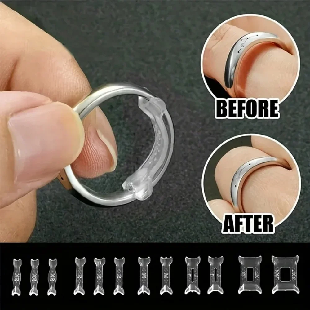 12Pcs/Set Ring Adjustment Pad Ring Size Adjuster Fixed Reduction Pad Invisible Ring Holder Retainer Shrinker for Large Rings