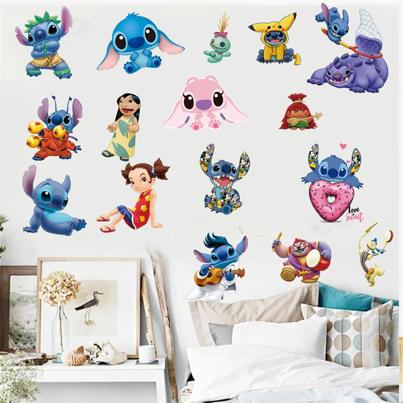 New Cartoon Lilo&Stitch Anime Movie DIY Wall Stickers For Children's Room Kindergarten Living Room Bedroom Wall Decoration