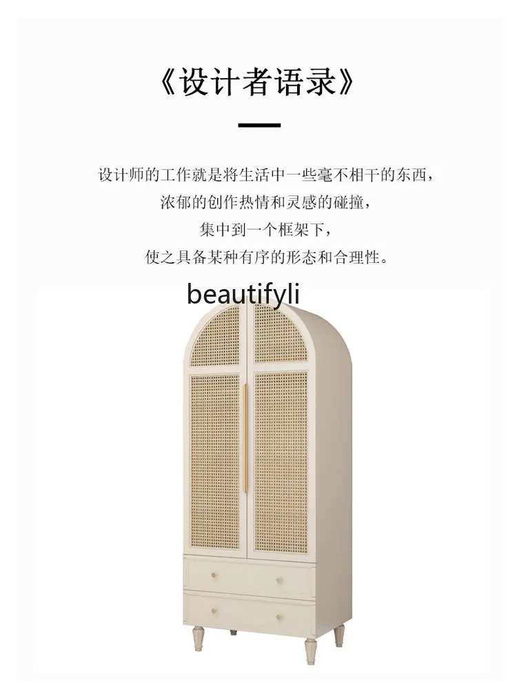 American Rattan Double-Door Closet Locker Simple Modern Homestay Hotel Storage Wardrobe