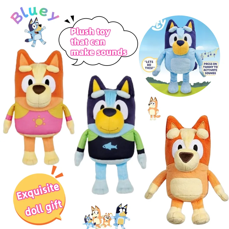 New Bluey Bingo Bandit Chilli Muffin Plush Toy Cartoon Cartoon Sound Soft and Comfortable Exquisite Doll Gift High Color Value