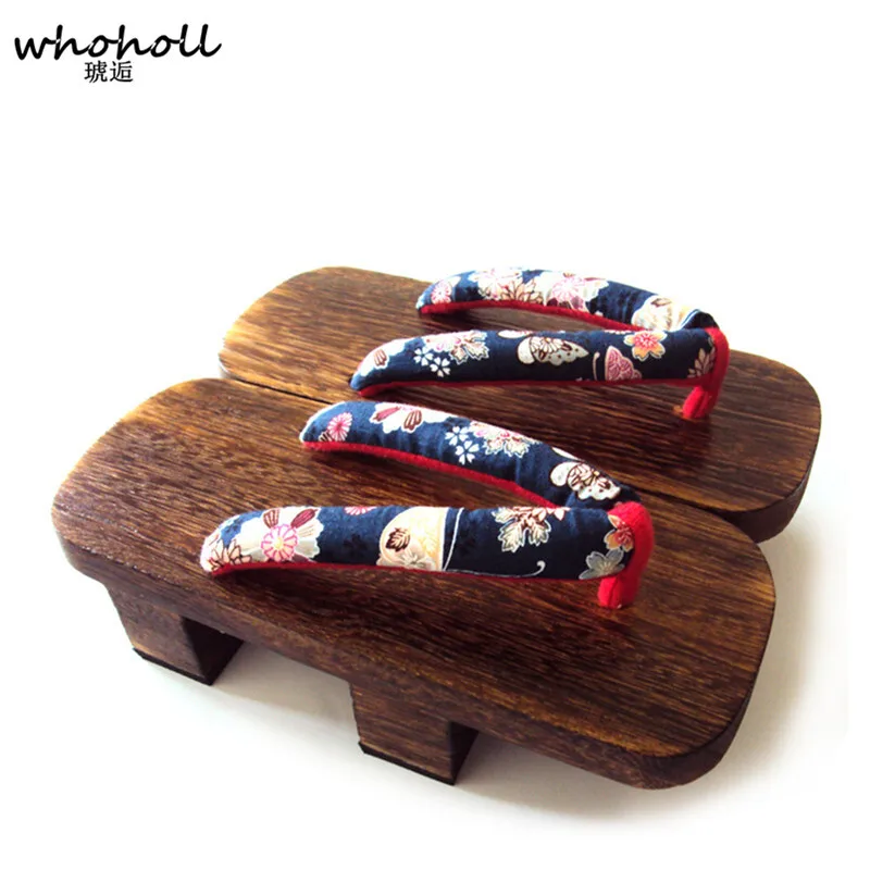 

WHOHOLL Geta Man Women Sandals Wooden Cosplay Costumes Shoes Japanese Geta Clogs Shoes Flip-flops Two-teeth Platform Sandals