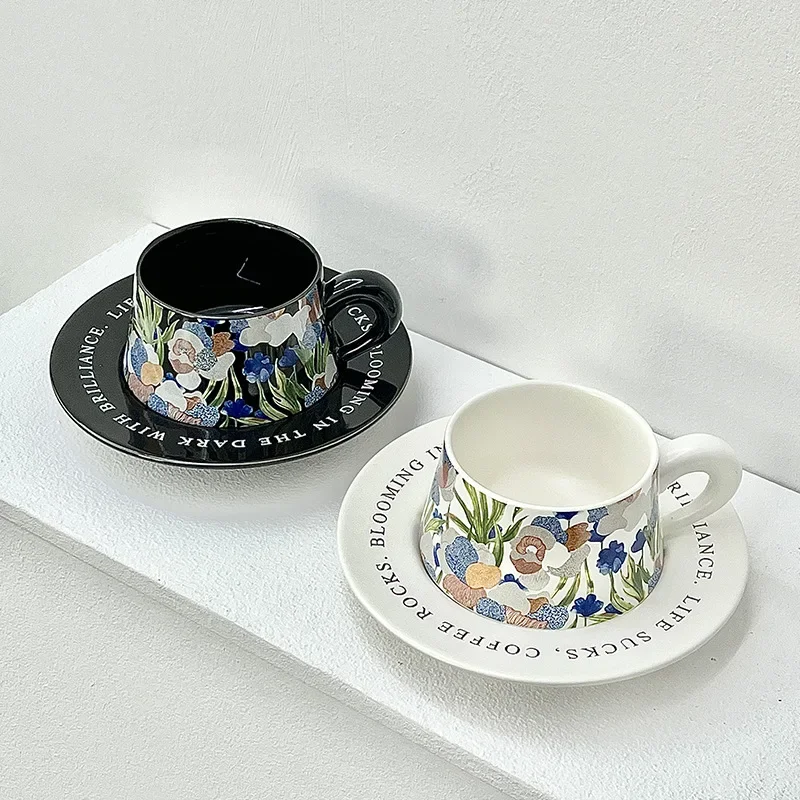 Juegos  tazas  café  cerámica para pintura al óleo, taza  oficina en casa pintada a mano con cuchara  platillo, regalo