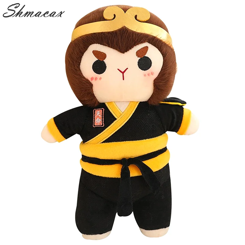 Zwarte Mythe Wukong Kid Cartoon Schattige Pop Kinderen Anime Speelgoed Beeldje Jongen Meisje Verjaardagscadeau Klassiek Speelgoed Thuis Slaapbank Decor