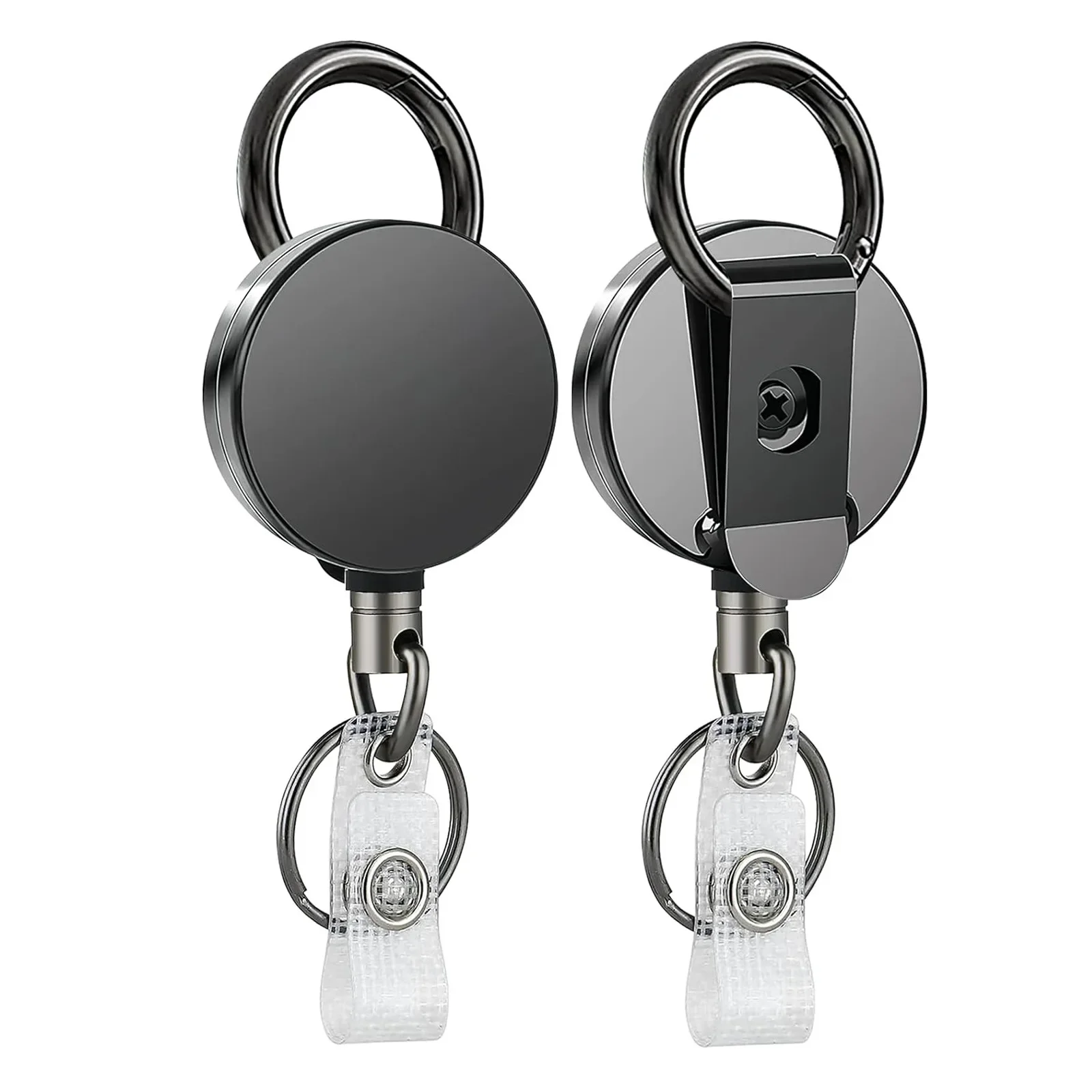 1pcs Extendable Metal Key Chain Ring Belt Clip Pull Keyring Retracting ID Card Lanyards Id Badge Holder Badge Clip
