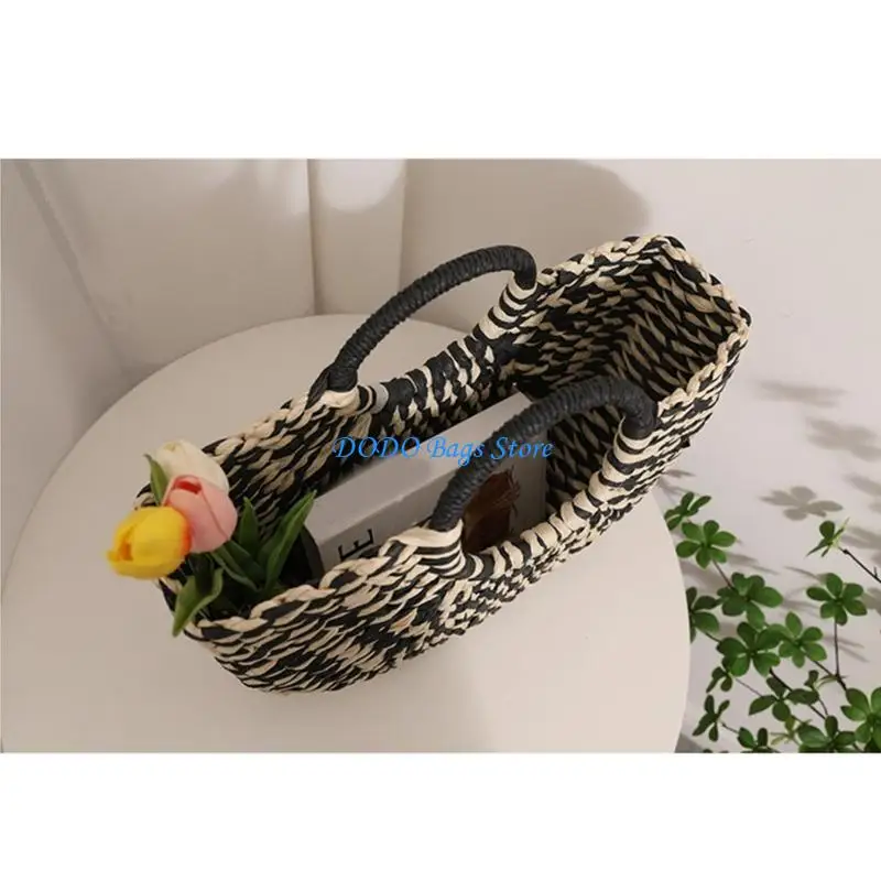 

E8fb большая емкость соломенная тканая сумка для женщин.