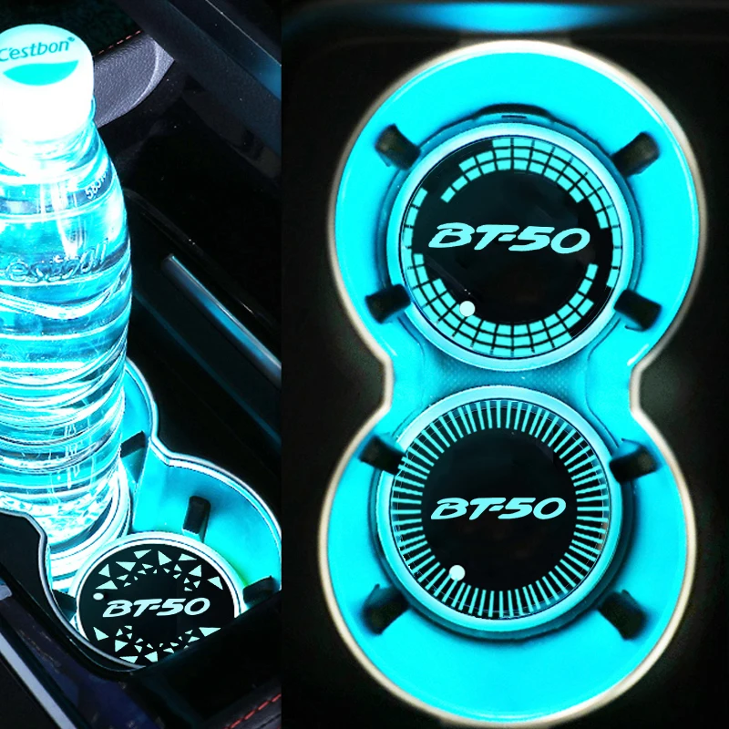 Luminous Car Water Cup Coaster Light Drink Holder Non-slip Pad LED Mat for Mazda BT50 Logo Auto Atmosphere RGB Lamp Accessories