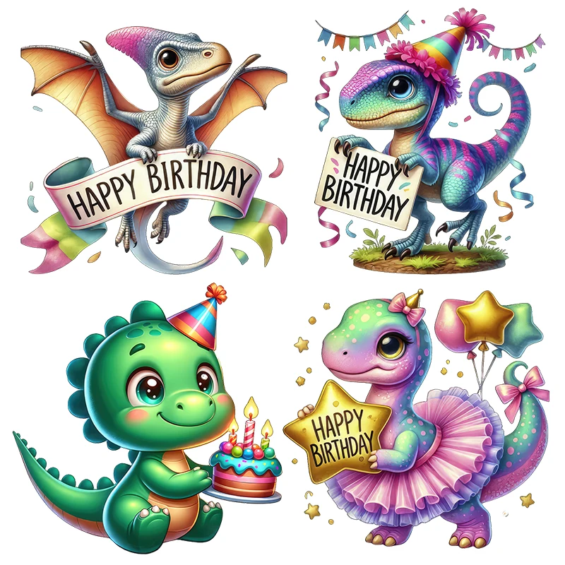 Three Ratels CD178 Celebrating birthdays dinosaur cartoon wall stickers for kid's places decoration  birthday party decals