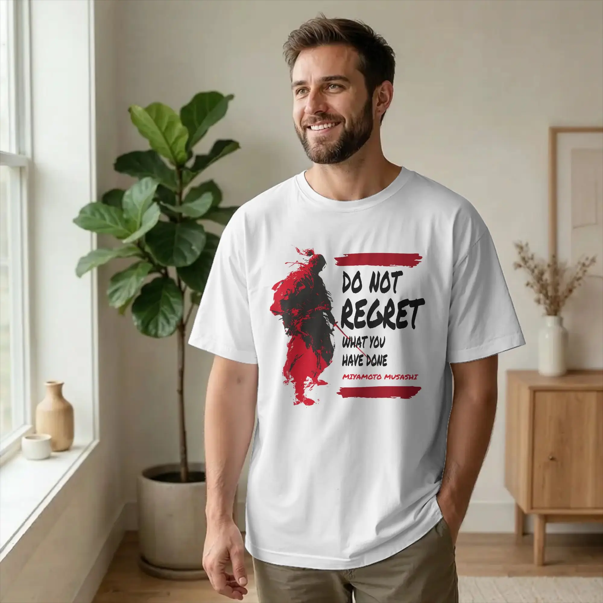Miyamoto Musashi Samurai Japan Bushido T Shirts Men Cotton Funny T-Shirt Round Neck Sword Art Tee Shirt Short Sleeve merchandise